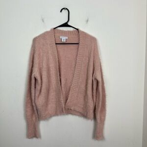 Shrinking Violet Dusty Pink Fuzzy Cardigan